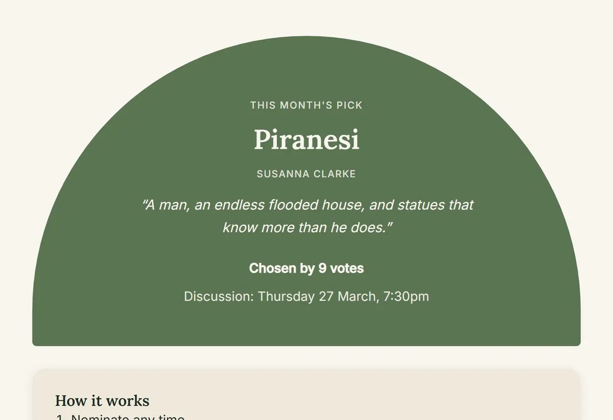 The Thursday Chapter — book club app with nominations and voting, built by Builvio